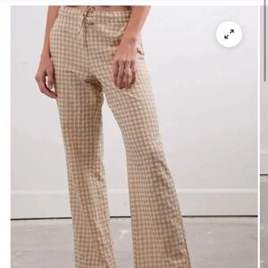 Sonderhaus - Perfect Pant in Tan Gingham size Medium